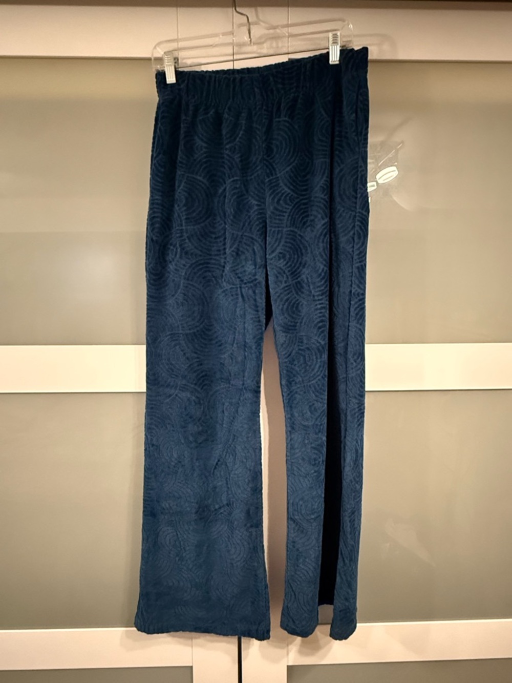 Shore Resort Wear Terry Textured Wide-Leg Pants - Deep Teal Blue